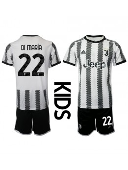 Juventus Angel Di Maria #22 Heimtrikotsatz für Kinder 2022-23 Kurzarm (+ Kurze Hosen)